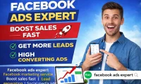 Facebook marketing service Fiverr gig thumbnail for ads management, lead generation and business growth