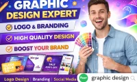 Professional graphic designer creating logo design, branding identity and social media graphics for business growth